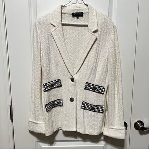 St. John Cream Blazer with Black Accents